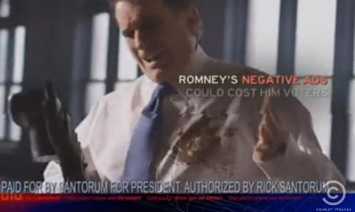 Romney gets Santorum on his shirt