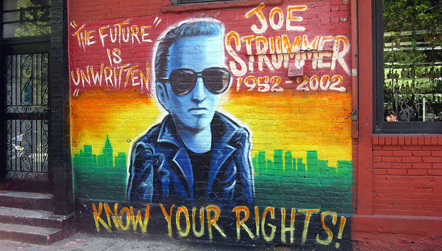 The Joe Strummer memorial mural wall in New York City