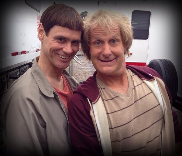 Jim Carrey and Jeff Daniels on the set of "Dumb and Dumber To"