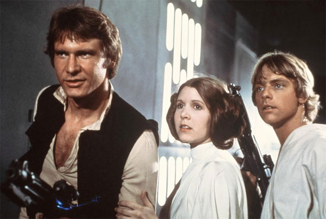 Harrison Ford, Carrie Fisher, and Mark Hamill