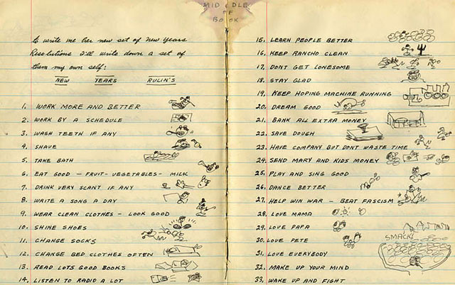 Woody Guthrie's new year's resolutions