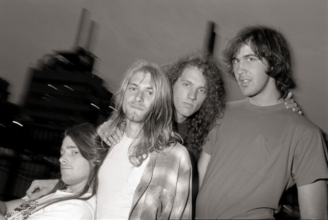 Nirvana in early 1989: Chad Channing, Kurt Cobain, Jason Everman, and Krist Novoselic
