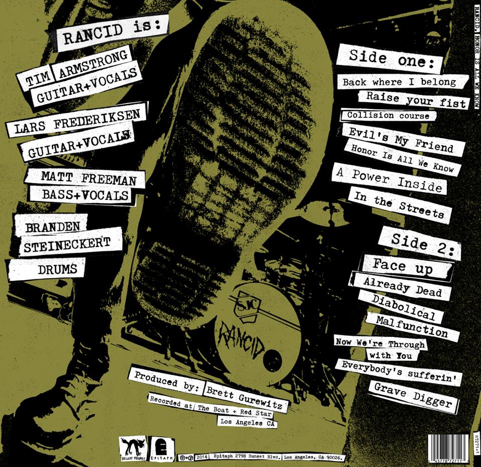 Rancid "Honor Is All We Know" track list