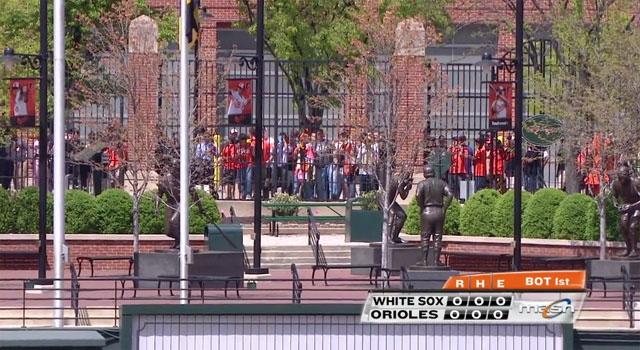 Orioles - White Sox April 29, 2015 at Camden Yards - no fans in attendance