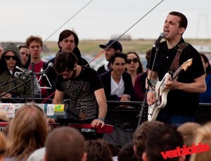 Cymbals Eat guitars on the Honda Bigfoot stage at the 2010 Sasquatch festival.