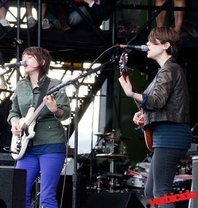 Tegan and Sara play the Xbox 360 mainstage at the 2010 Sasquatch festival.