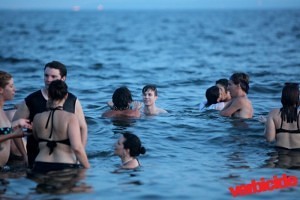 Matt & Kim ran and went swimming in the ocean after their set