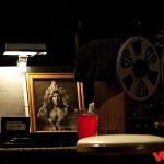 Close up of the side table next to Vedder's stool on stage.