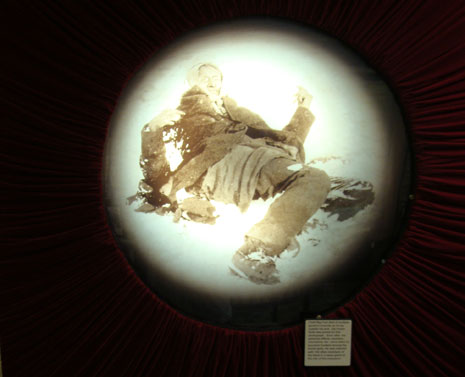 Display at Wounded Knee Museum of the 1890 massacre and murder of Sioux chief Big Foot