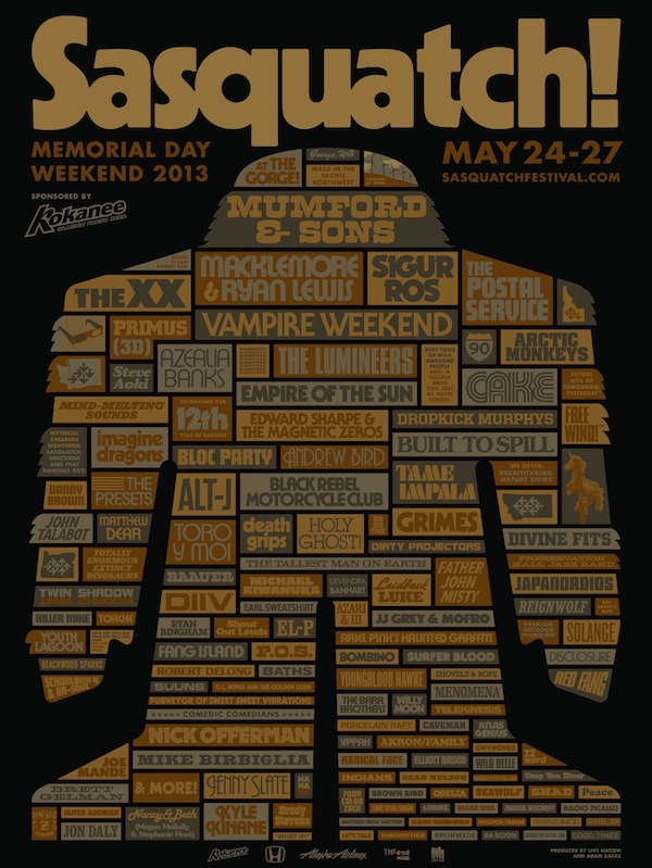 Sasquatch! Music Festival 2013 lineup