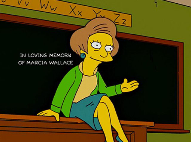 The Simpsons pay tribute to Marcia Wallace, voice of Edna Krabappel