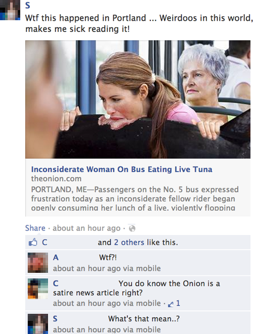 Literally Unbelievable - Reactions to "The Onion" Stories