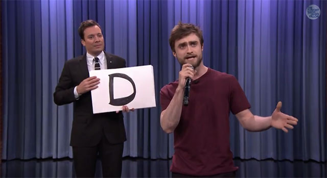 Daniel Radcliffe rapping on "The Tonight Show"